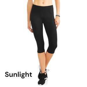 CORE IO Women Crop Leggings black SZ XS Mesh Details-back Pocket- Activewear
